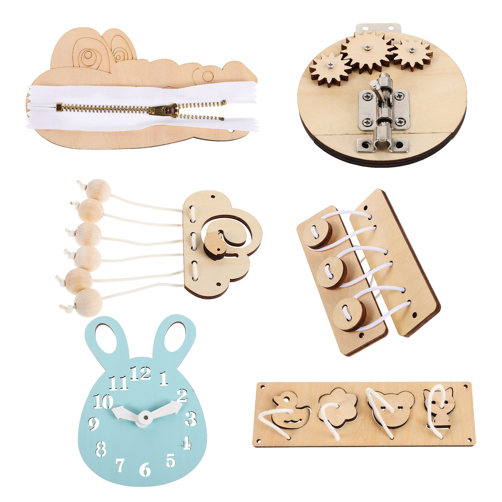 6 Buah Set Papan Aktivitas Sen - Montessori Wooden Busy Board Toddler ulasan dan harga